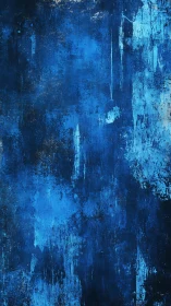 Textured cobalt abstraction reveals layered vertical patina
