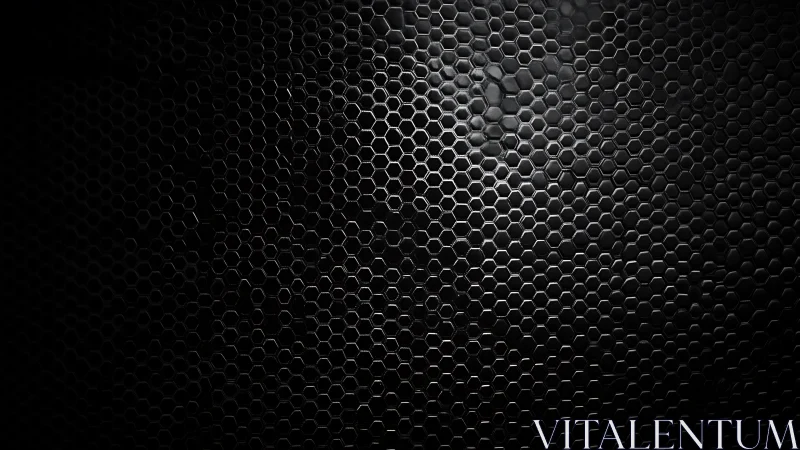 Dark hexagonal metal grid with subtle central illumination.
