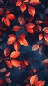 Crimson foliage glows over deep teal forest void.