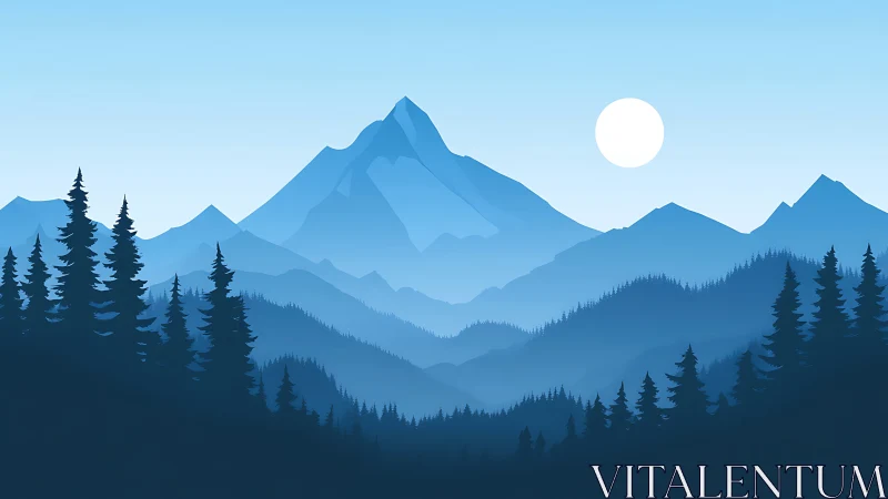 Layered alpine silhouettes under cool monochrome dawn.