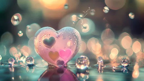Crystalline Heart Suspended in Bokeh Light.