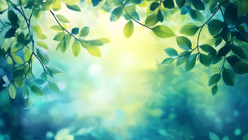 Sunlit foliage canopy with soft abstract background.