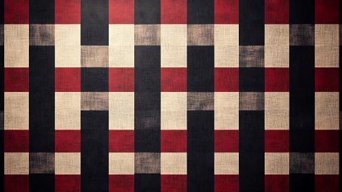 Red, black and beige checkered geometric textured pattern