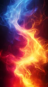 Blue to Gold Gradient Energy Flow Abstract Composition.