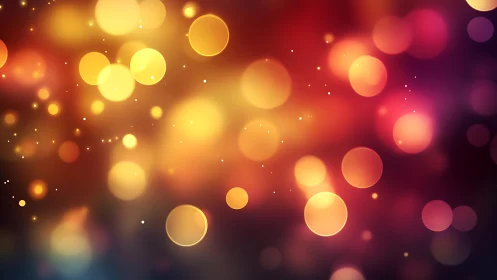 Warm bokeh light circles on dark gradient abstract background.