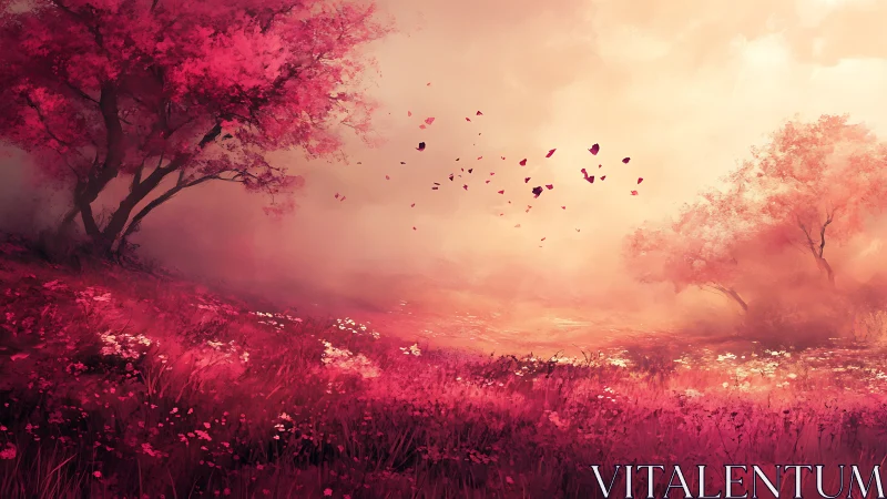 Soft pink meadow drifts into a dreamy, wind kissed horizon