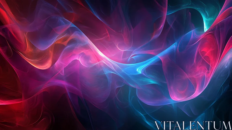 Luminous neon energy waves in flowing abstract ribbons.