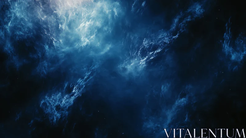 Deep blue cosmic nebula cloud with subtle light gradients.