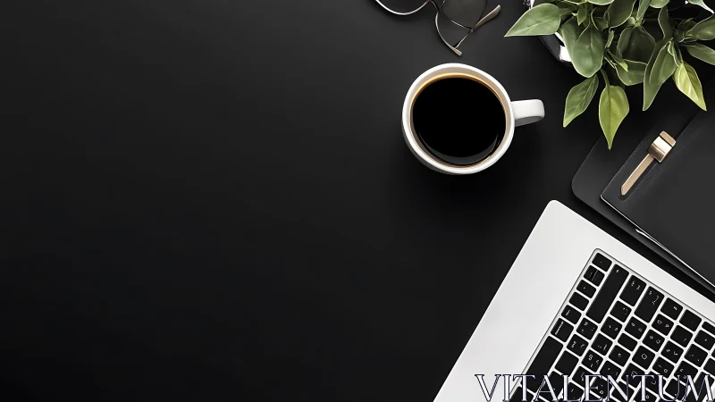 Midnight desktop ritual brews focus between leaves and keys