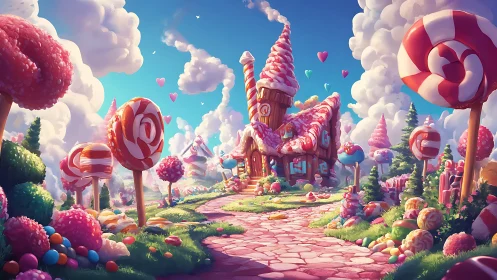 Candy Kingdom Castle Rises Among Towering Lollipop Trees