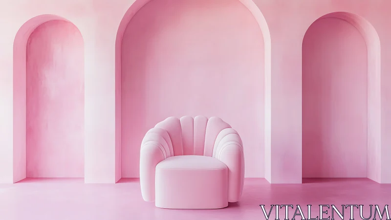 Modern Pink Interior with Shell-Back Chair Alcove.