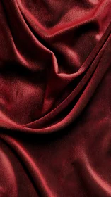 Deep red draped textile surface forms layered folds