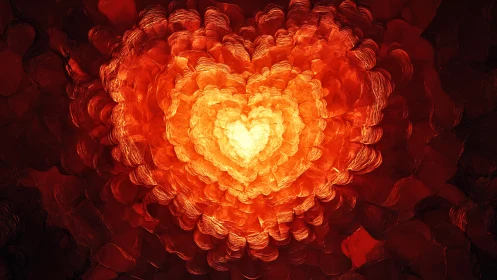 Concentric Heart Form with Radiant Luminosity and Chromatic Gradient