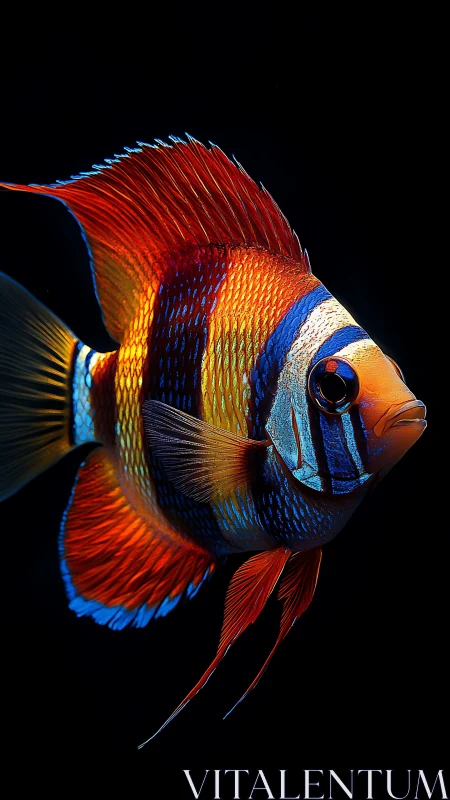 Vivid tropical fish glows with saturated neon color contrast.