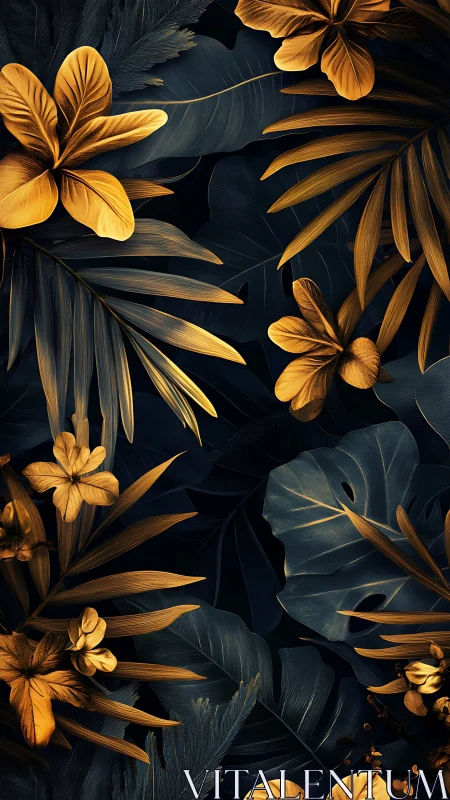 Golden Blooms Shimmer Against Twilight's Velvet Tapestry
