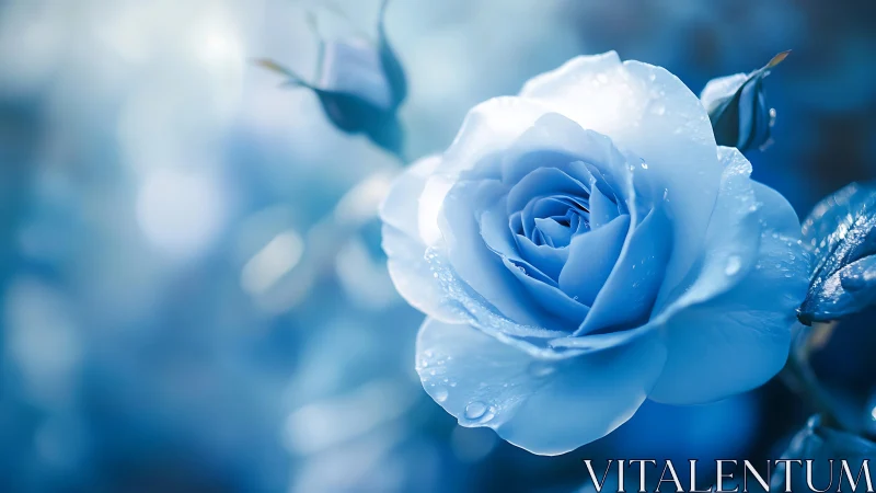 Blue Rose in Morning Dew.