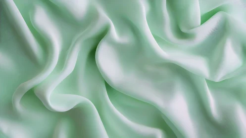 Mint green satin fabric forms soft laminar folds with subtle specular highlights