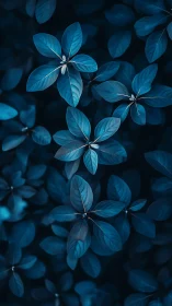 High-contrast blue foliage rendered with shallow depth of field