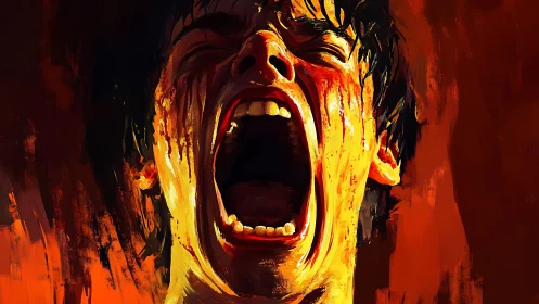 Raw emotion erupts in a powerful scream of fiery color