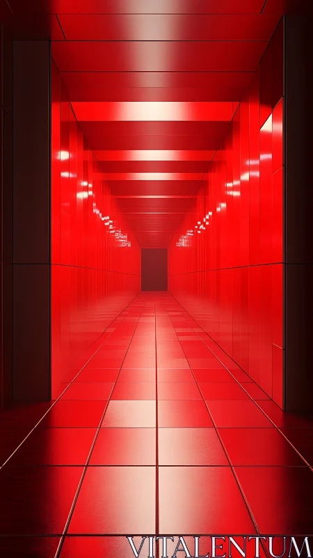 Crimson infinity corridor glows with sleek geometric echoes.
