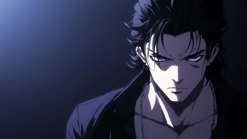 Intense anime male portrait uses dramatic split key lighting