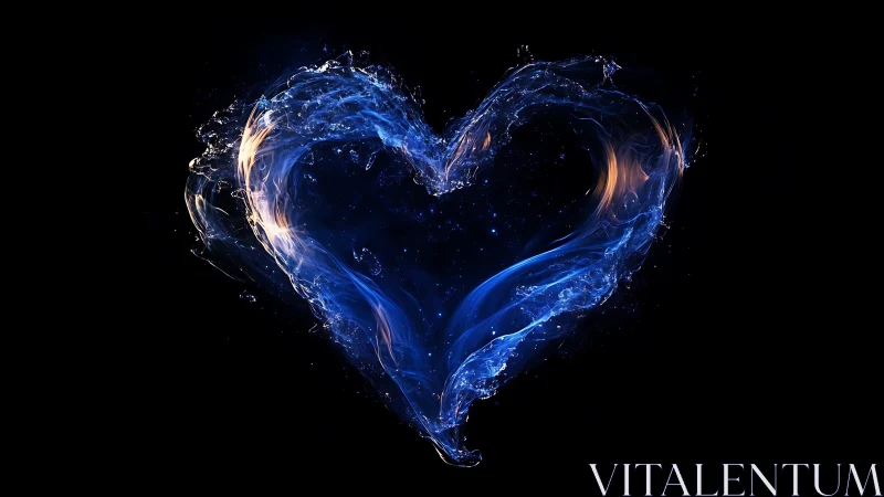 Luminescent Water Heart Form with Chromatic Blue Gradients