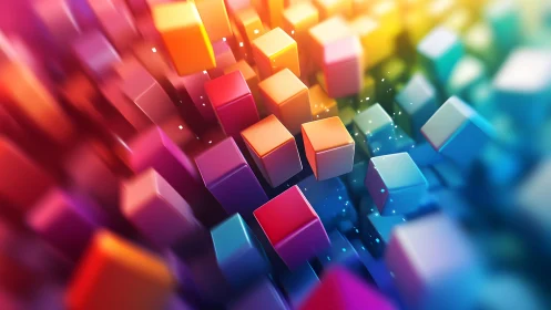Colorful 3D cubes forming an abstract geometric depth scene.