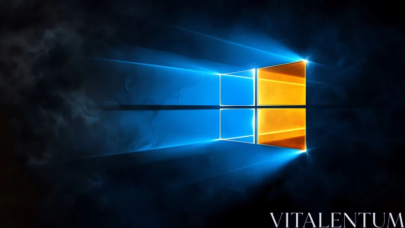 Luminescent window portal slicing through midnight vapors.