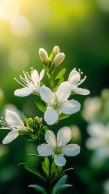 White Flower Cluster in Soft Focus Botanical Composition.