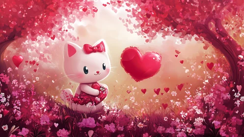 Dimensional felidae character within iridescent floral gradient environment.