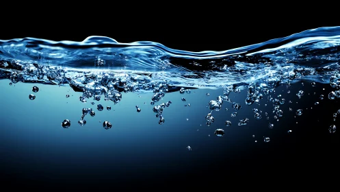 High-speed macro capture of dynamic blue water surface.