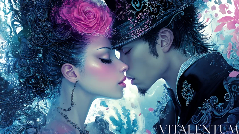 Ethereal Romance in Blue and Magenta Digital Dreamscape