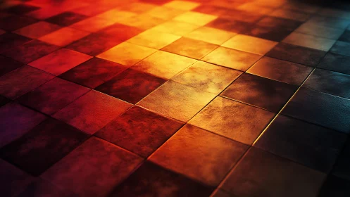 Warm-toned ceramic tile floor with dramatic lighting, realistic style.