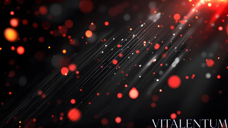 Abstract red and black light streaks with glowing bokeh effect.