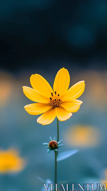 Golden Cosmos Bloom Dancing Against Twilight Skies
