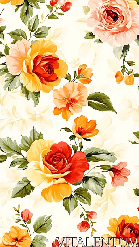 Vibrant Floral Garden with Red, Orange and Yellow Blooms