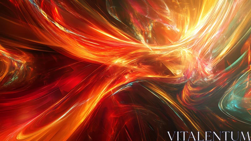 Vivid Abstract Digital Artwork with Fiery Swirling Light Patterns.