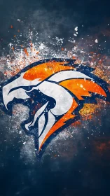 Galloping horse emblem bursts through dark splattered background