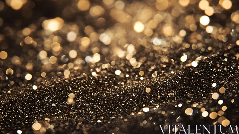 Shimmering Golden Glitter Surface in Abstract Bokeh Style.