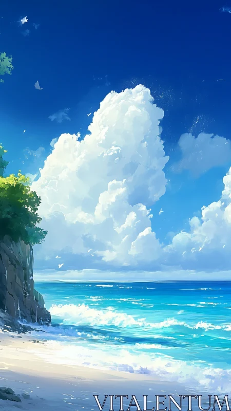 Littoral cliffscape under cumulonimbus development at midday.