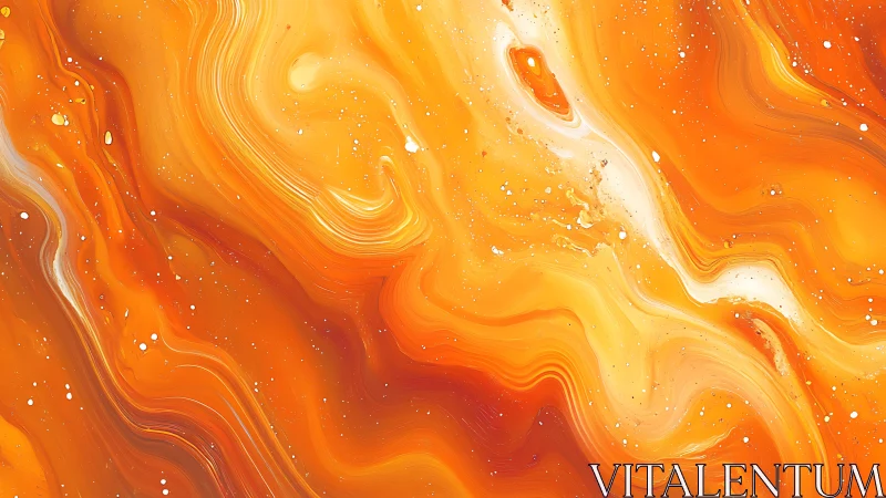 Orange fluid dynamics form layered swirling abstract field