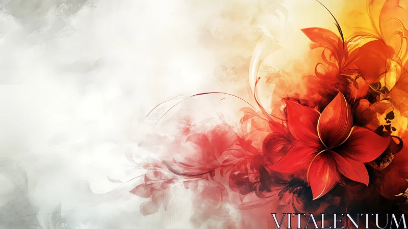 Red Floral Composition with Chromatic Gradient Dispersion.