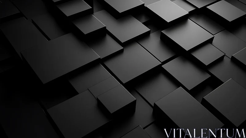 Geometric black rectangular panels in layered 3D grid layout.