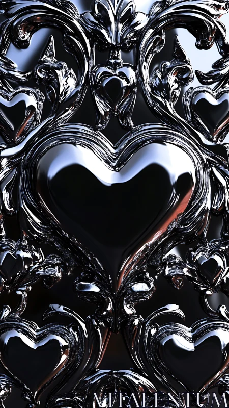 Crystalline Hearts Shimmer in Reflective Metal Sculpture
