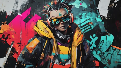 Neon-slick rebel leans into the chaos of glitchy city color
