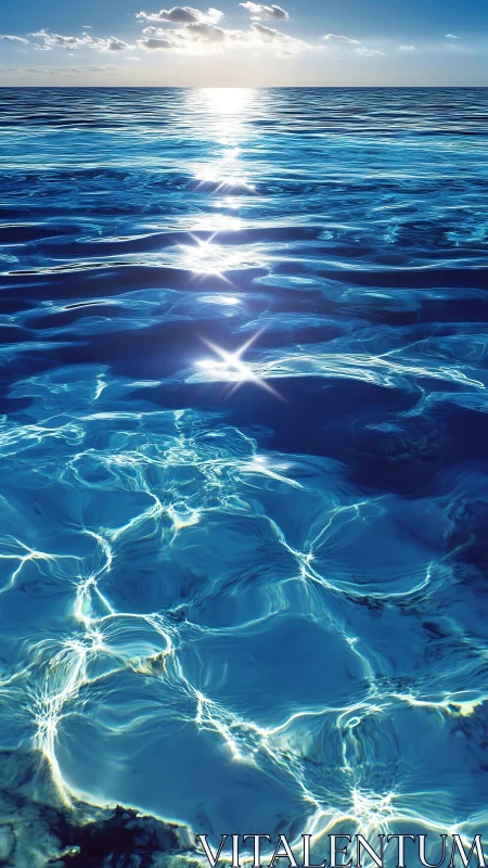 Sunlit ripples turning a quiet ocean into living glass.