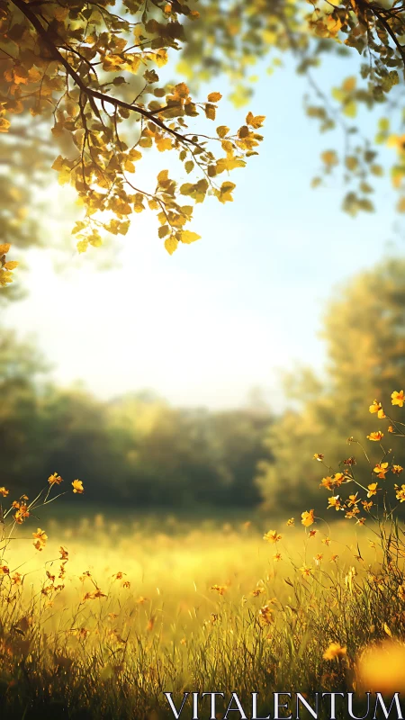 Backlit meadow landscape uses depth of field and warm bokeh glow