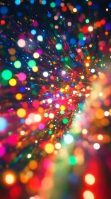 Prismatic comets streak outward in a neon bokeh universe