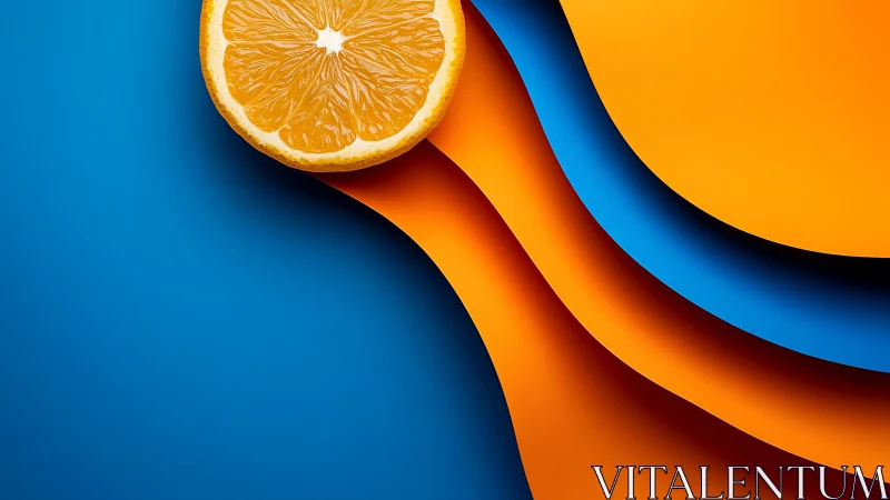 Citrus cross‑section on layered chromatic wave surfaces.