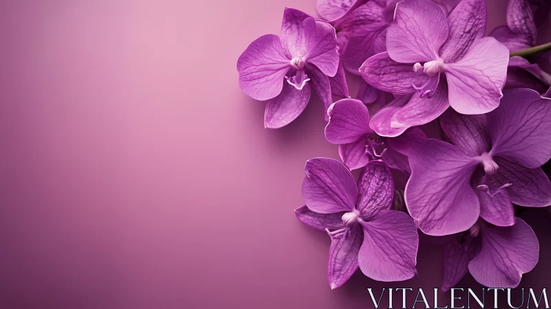 Vibrant Purple Orchids Against Monochromatic Background.